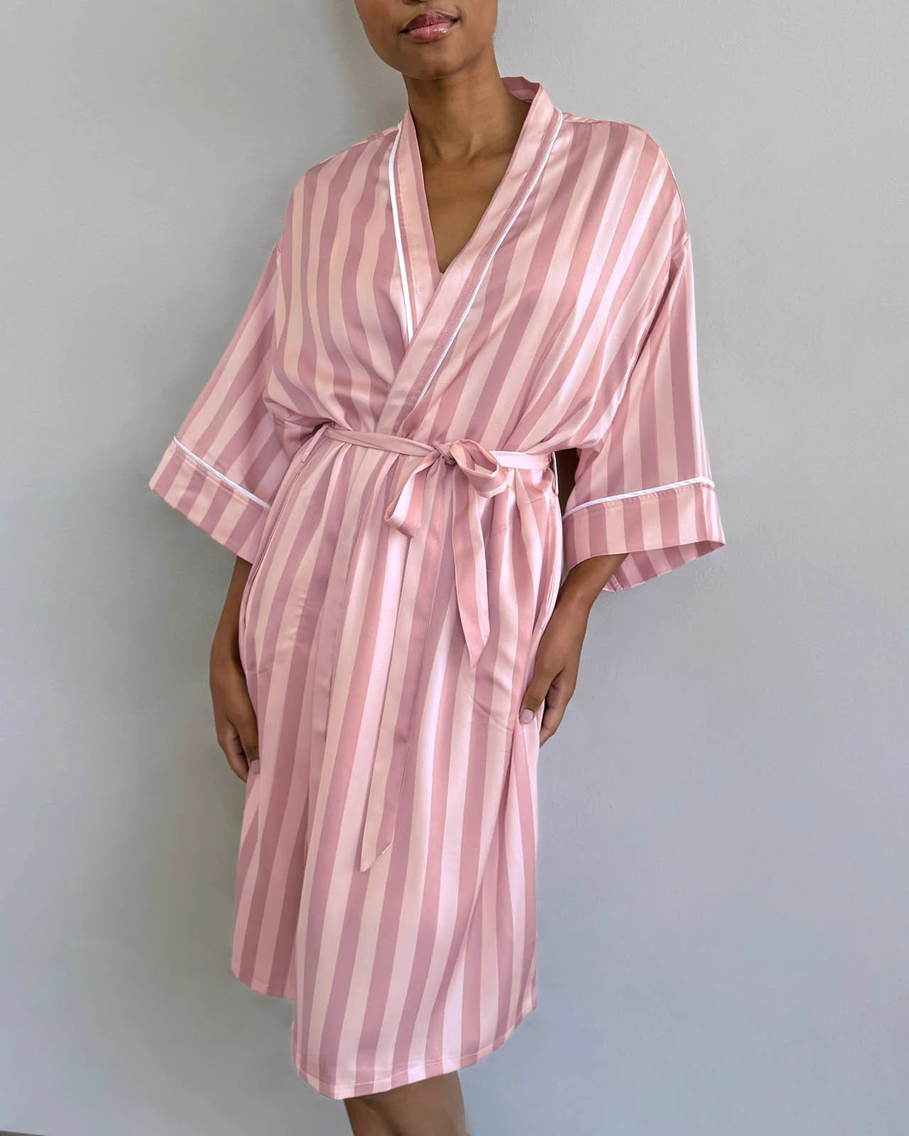 Cabana Stripe Satin Silk Robe | Splendid