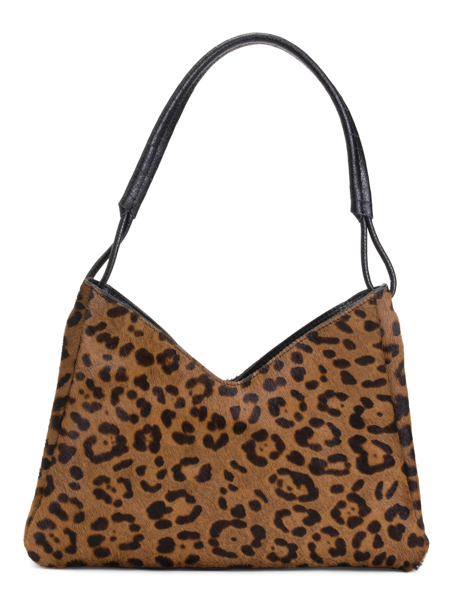 Made In Italy Leather Double Gusset Shoulder Bag With Wrapped Handle | TJ Maxx