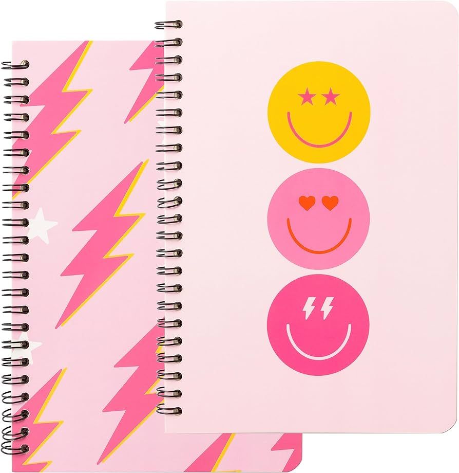 L1rabe 2 A5 Preppy Notebooks for Teens Girls Y2K Hardbound Spiral Journal for Student Happy Smile... | Amazon (US)