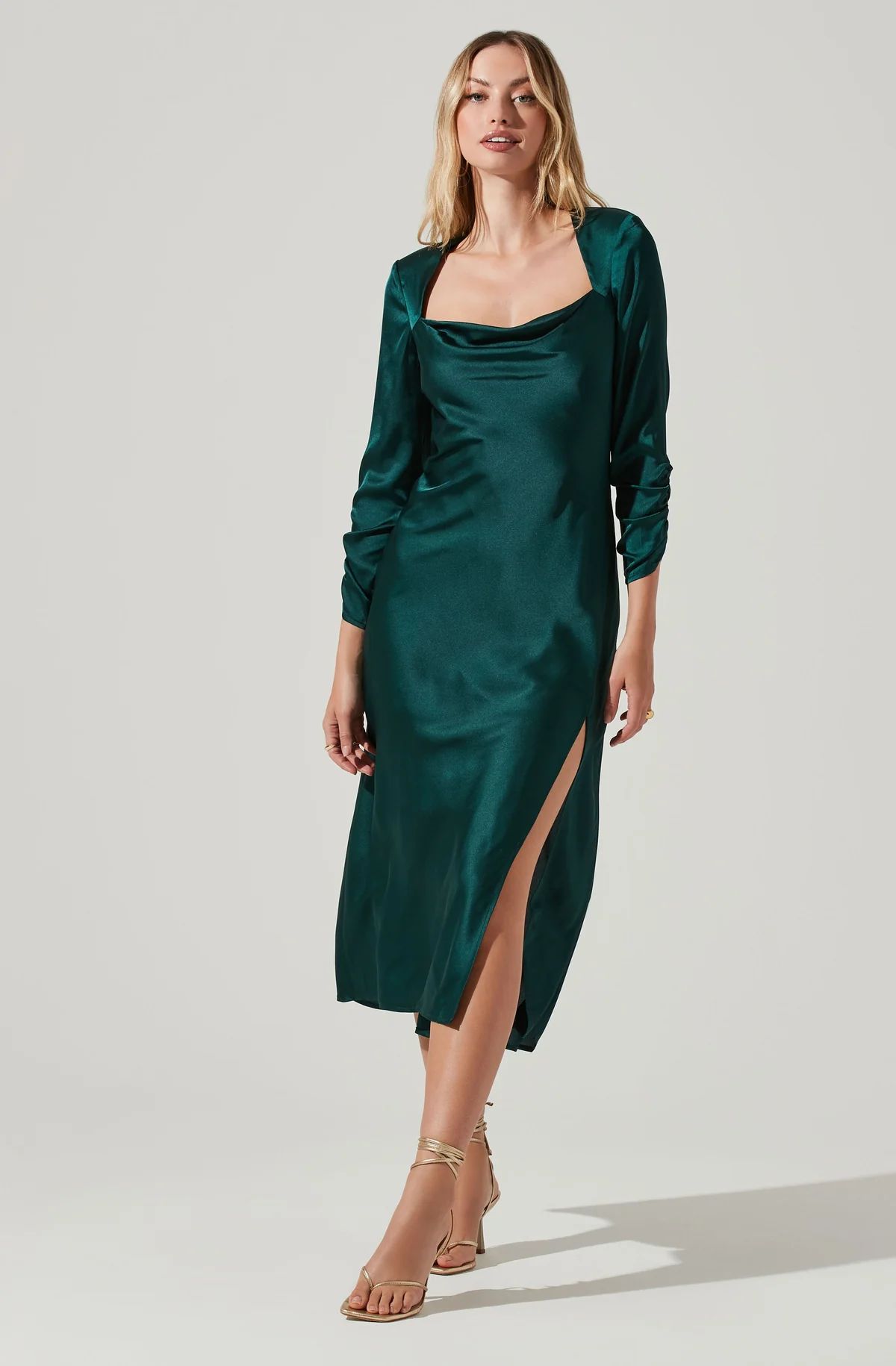 Gracie Long Sleeve Cutout Satin Midi Dress | ASTR The Label (US)