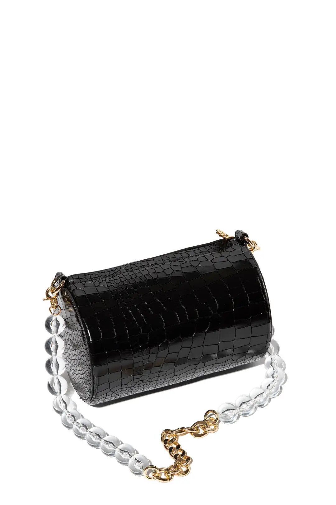 Lele Sadoughi Black Croc Charlie Bag | Rent The Runway