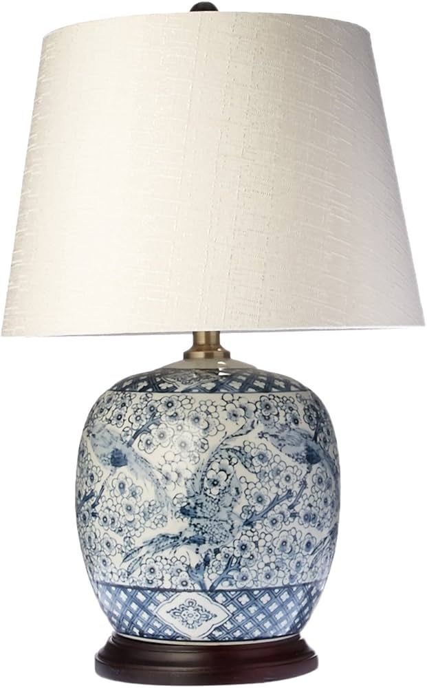 Oriental Furniture 20" Classic Blue & White Porcelain Jar Lamp | Amazon (US)