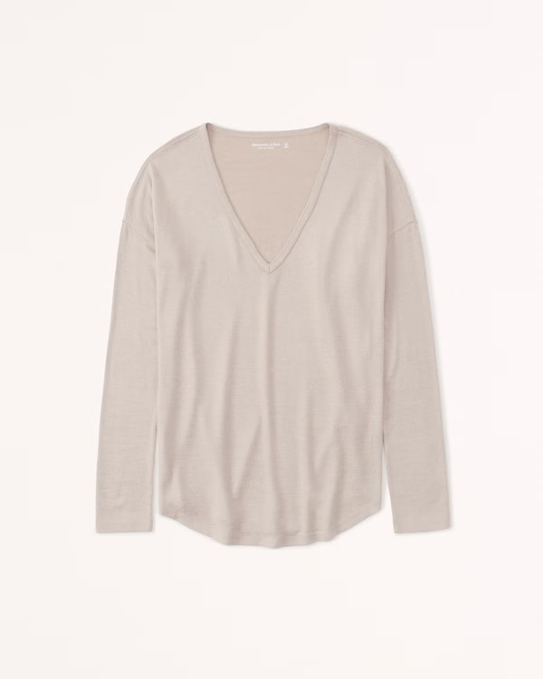 Women's Cozy Long-Sleeve V-Neck Legging Tee | Women's Tops | Abercrombie.com | Abercrombie & Fitch (US)