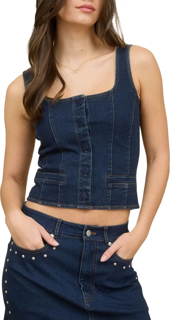 Blu Pepper Front Button Crop Denim Tank | Nordstromrack | Nordstrom Rack
