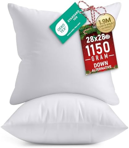 Utopia Bedding Throw Pillows Insert (Pack of 2, White) - 28 x 28 Inches Bed and Couch Pillows - I... | Amazon (US)