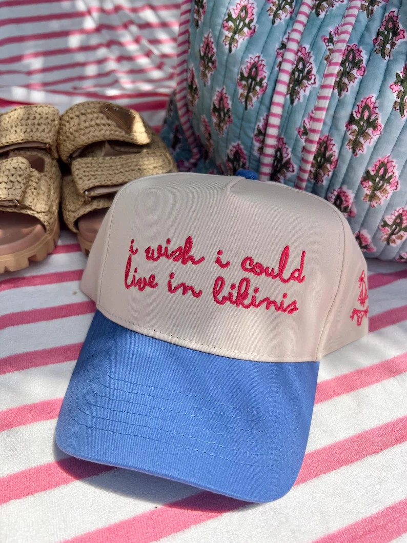 I Wish I Could Live in Bikinis - Periwinkle Vintage Trucker Hat - Etsy | Etsy (US)