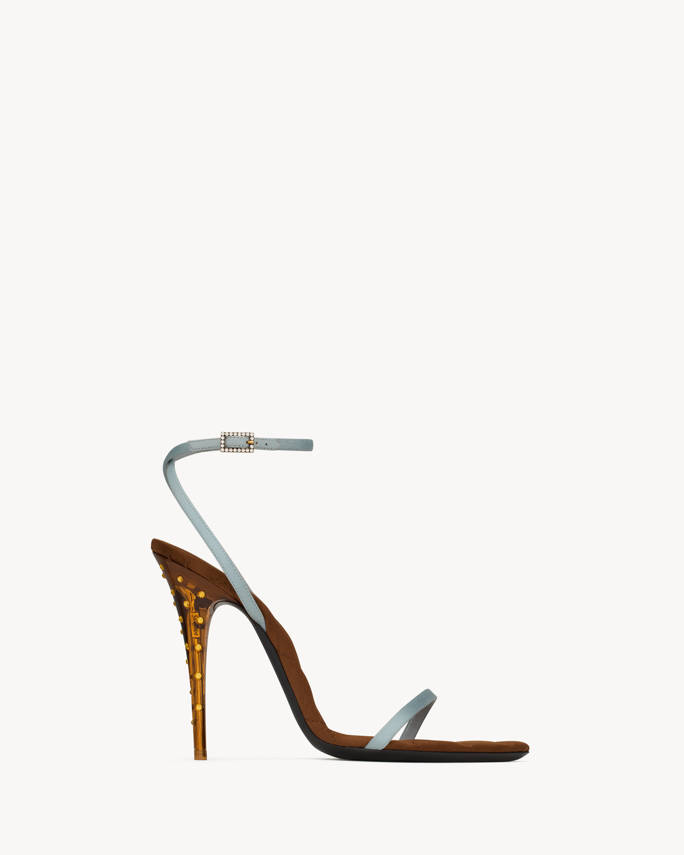 Saint Laurent Ivresse Sandals In Satin Crepe And Crystals - Blue - Women - 9 | Saint Laurent Inc. (Global)