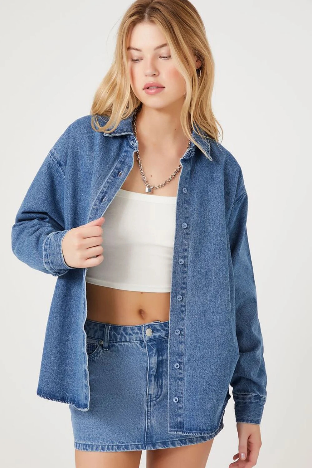 Drop-Sleeve Denim Shirt | Forever 21 (US)