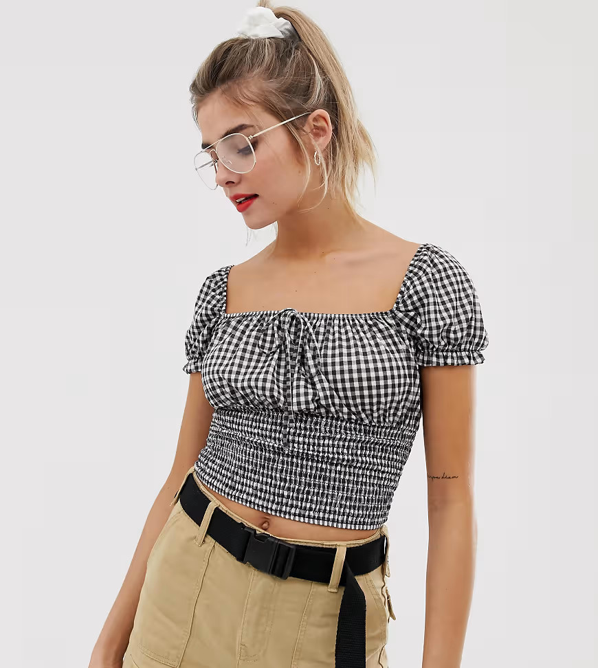 Bershka sweetheart top in gingham-Multi | ASOS (Global)