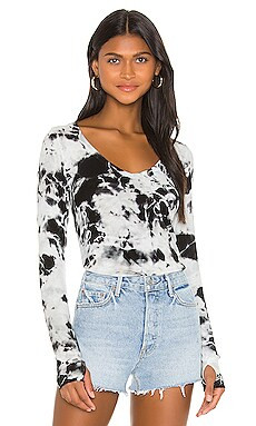 Michael Lauren Otis Long Sleeve Top in Black & White Tie Dye from Revolve.com | Revolve Clothing (Global)