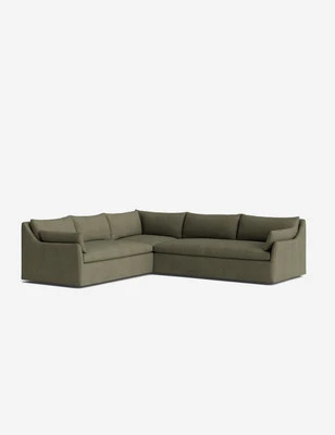 Portola Luxe Depth Slipcover Corner Sectional Sofa, Rose Vintage Velvet | Lulu and Georgia 