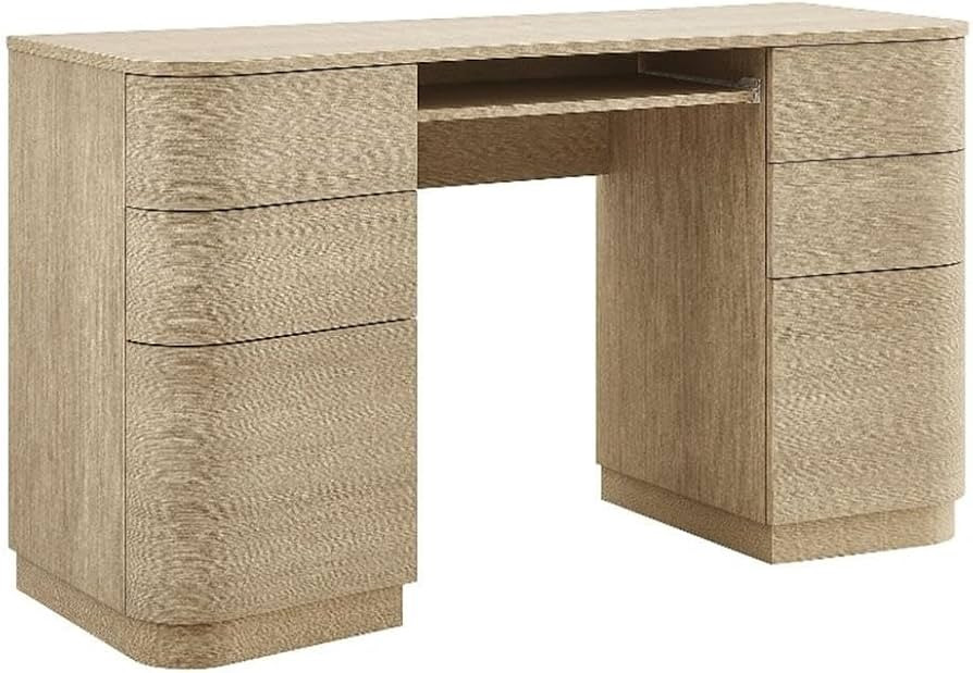 Modway Mirae 55 Inch Computer Desk with Drawers in Brushed Light Oak \u2013 Modern Compact Office... | Amazon (US)