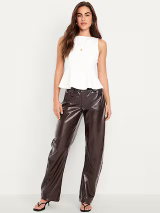High-Waisted Faux-Leather Ankle Barrel Pants | Old Navy (US)