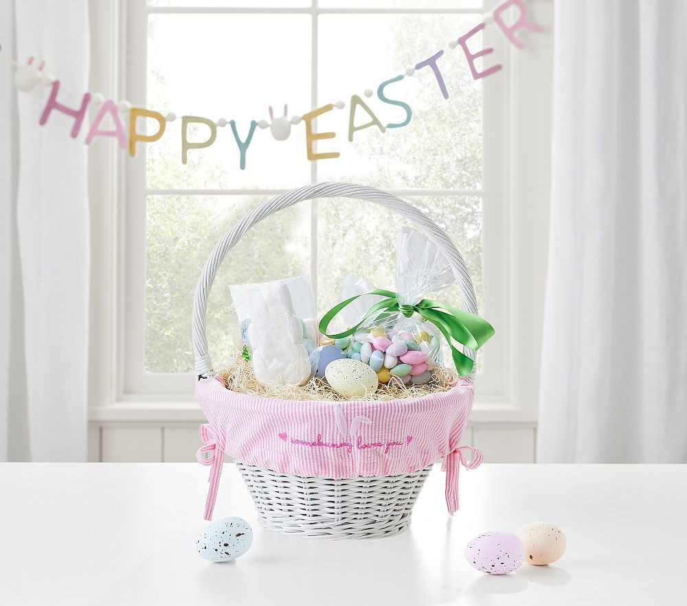 Seersucker Sentiment Easter Basket Liners | Pottery Barn Kids