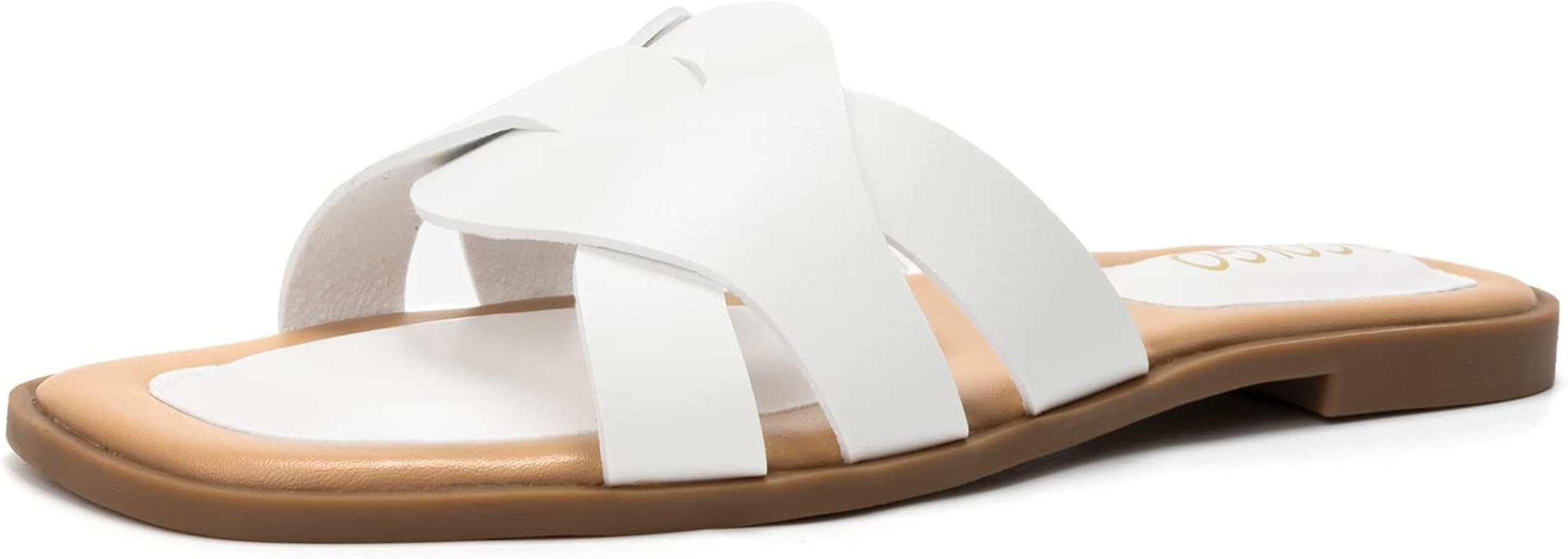 Colgo Women Square Slide Sandals Open Toe Slip on Flat Sandals for Women | Amazon (US)