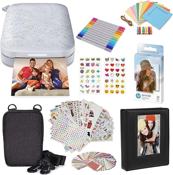 HP Sprocket Portable 2x3 Instant Color Photo Printer (Luna Pearl) Starter Bundle | Amazon (US)