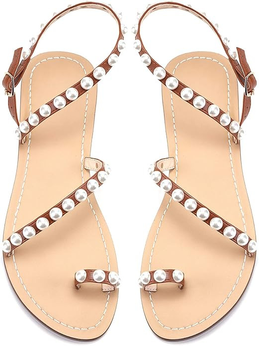 Monrovia Women's Gladiator Bohemia Flip Flops Summer Beach Flat Sandals | Amazon (US)