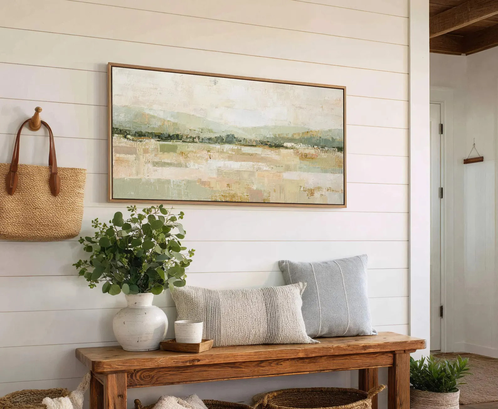 Minimal Abstract Landscape Print, Sage Green Soft Earthy Tones Wall Art, Neutral Hills Painting f... | Etsy (US)