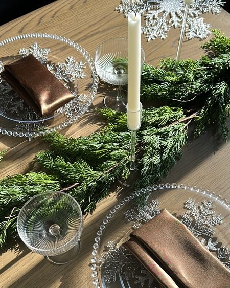 Holiday table setting from amazon and more! Simple Liz modern tableware! Napkins are satin brown and are so pretty! 

#LTKfindsunder50 #LTKhome #LTKHoliday