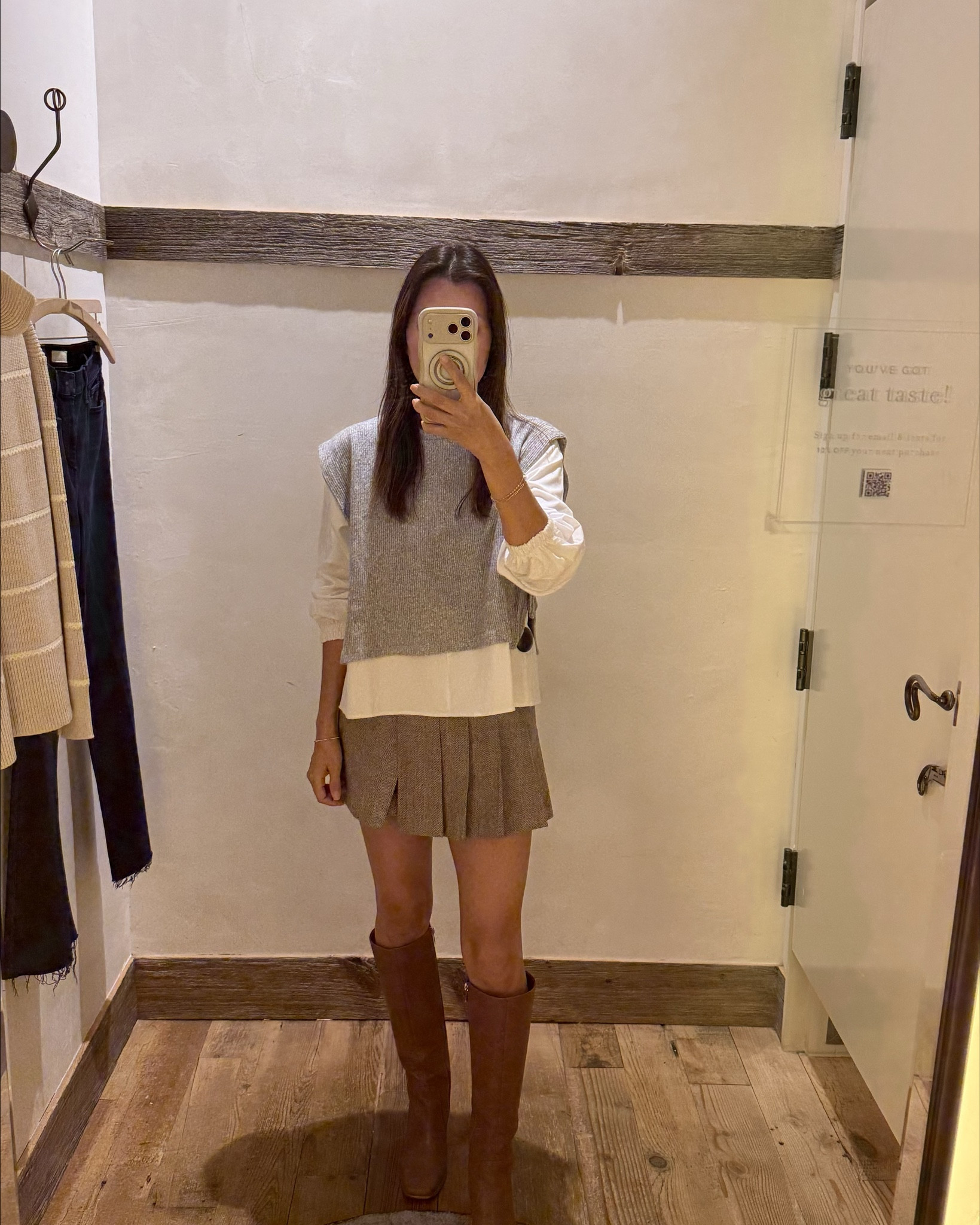  “Obsessed with this cozy fall combo layered knits, a pleated skirt, and tall boots — my go-to when I want to look cute but stay comfy!! 

#LTKFindsUnder100 #LTKStyleTip #LTKSeasonal