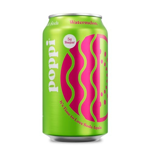 POPPI Sparkling Prebiotic Soda, Beverages w/Apple Cider Vinegar, Seltzer Water & Fruit Juice, Watermelon, 12oz (12 Pack) (Packaging May Vary) | Amazon (US)