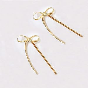 LOKLIFFAI  925 Sterling Silver Bow Drop Dangle Earrings for Women Girls Long Tassel Chain Earri... | Amazon (US)