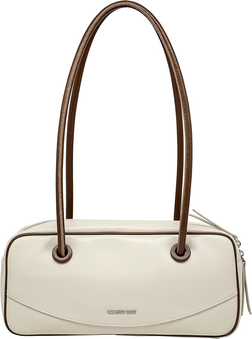 Amazing Song Designer Shoulder Bag for Women, Top Handle Tote Handbag Satchel, Genuine Leather, S... | Amazon (US)