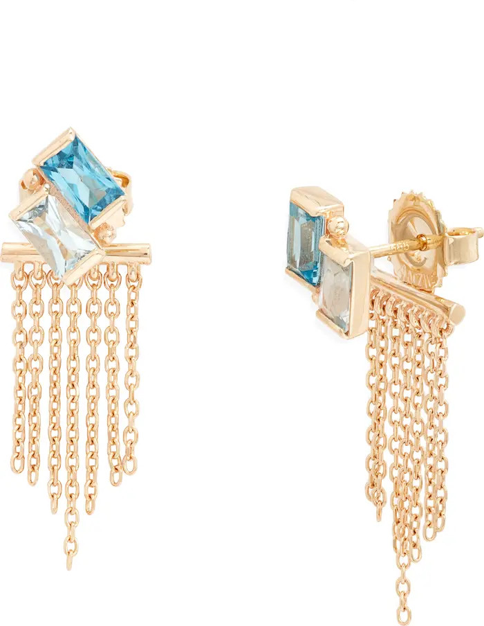 Anzie Deux Carré Topaz Fringe Drop Earrings | Nordstrom | Nordstrom