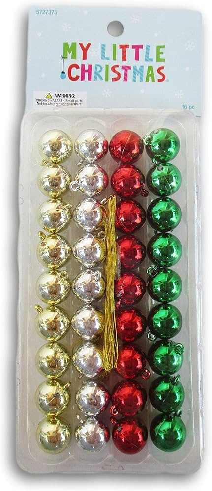 Multi-Color Mini Ball Ornaments - 36 Count | Amazon (US)
