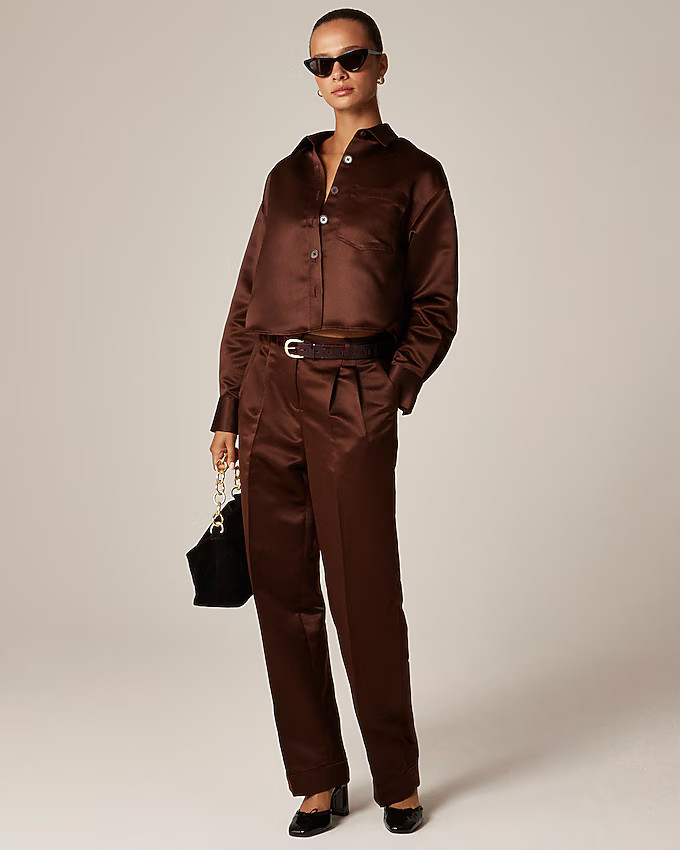 Wide-leg pleated pant in duchesse satin | J. Crew US