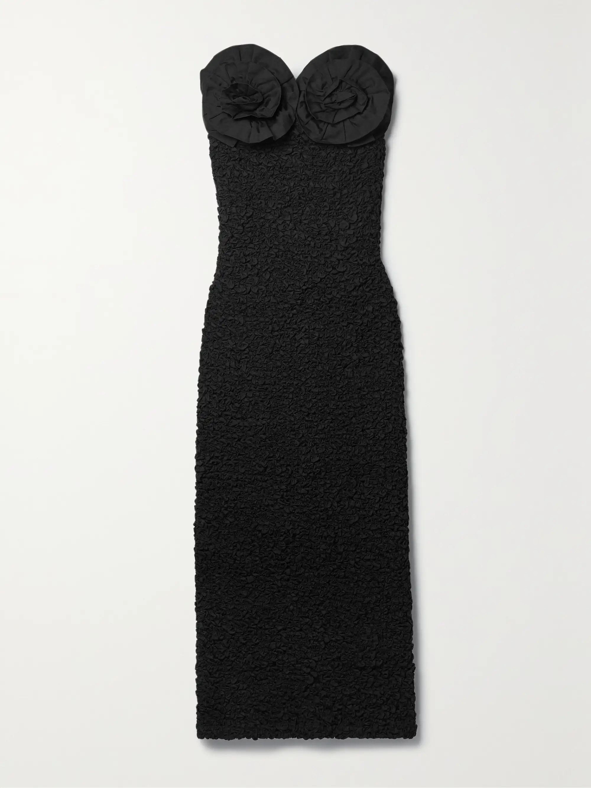 + NET SUSTAIN Mona strapless organic poplin-trimmed popcorn cotton midi dress | NET-A-PORTER (US)