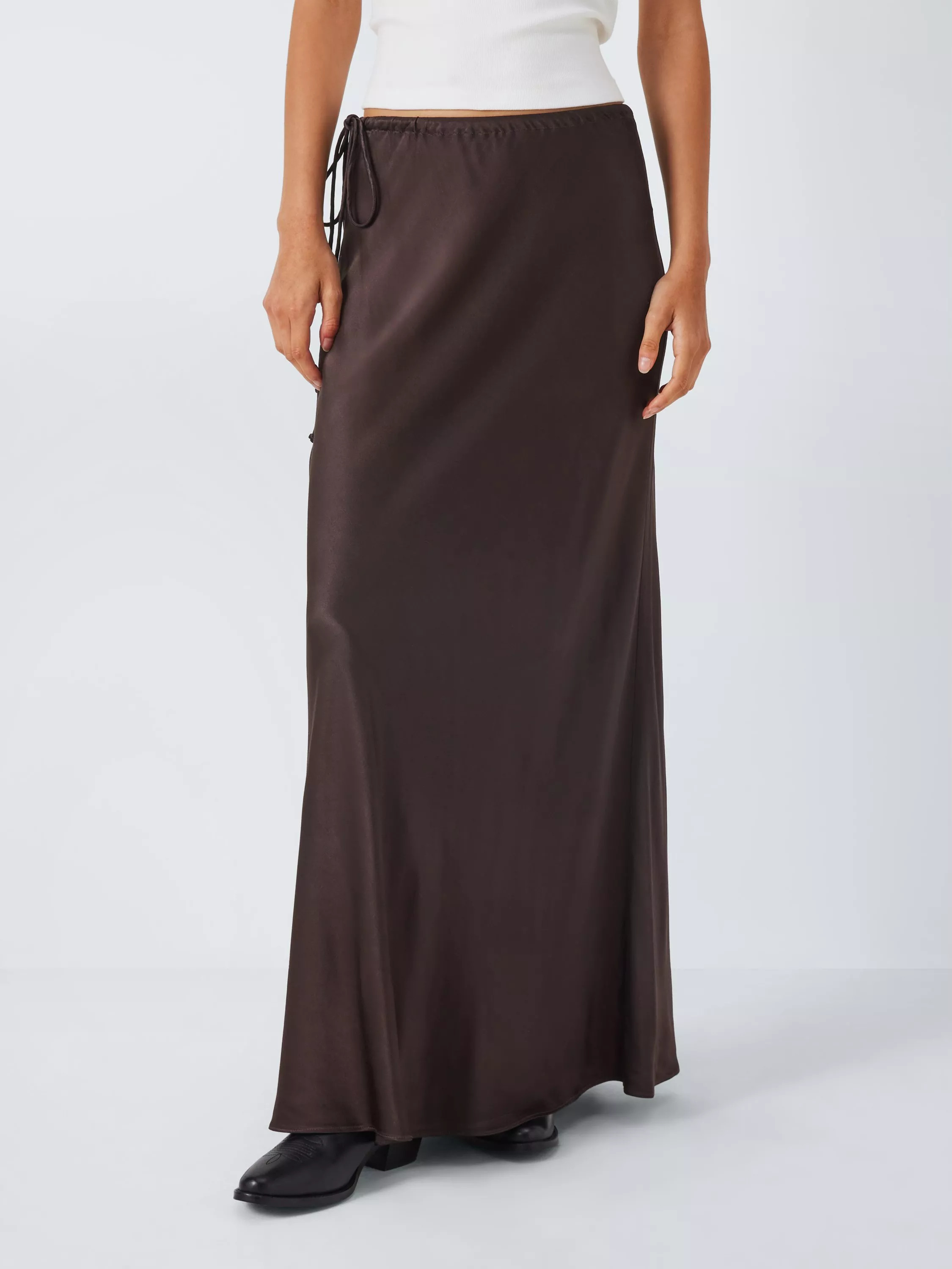 AND/ORSavana Satin Skirt, Chocolate Brown, 14 | John Lewis (UK)