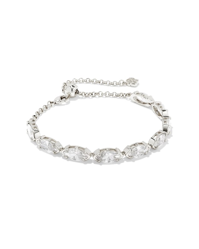 Genevieve Silver Delicate Chain Bracelet in White Crystal | Kendra Scott | Kendra Scott