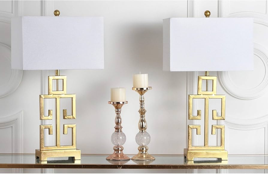 Lighting 28.75-inch Greek Key Antiqued Gold Table Lamp (Set of 2) - 16" X 9" 29" Traditional | Amazon (US)