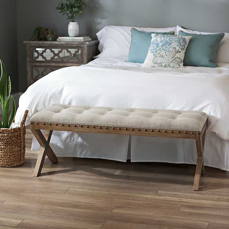 Kynzie X-Frame Wooden Bench | Kirkland's Home