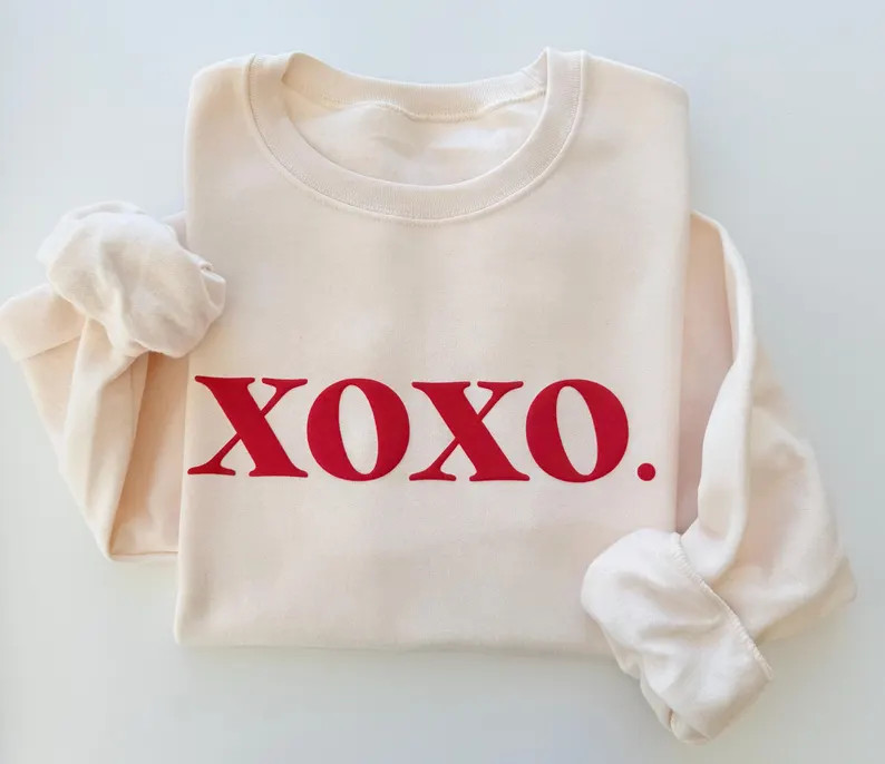 Love Sweatshirt, Xoxo Sweatshirt, Valentine's Day Sweatshirt Women, Embossed Sweatshirt, Women's ... | Etsy (US)