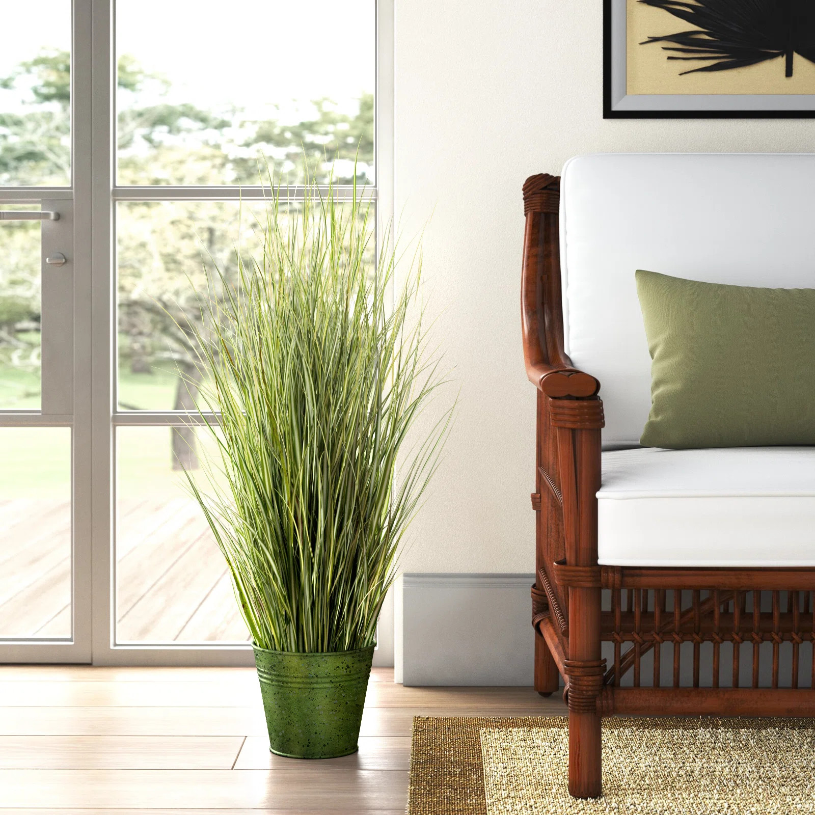 Artificial Potted Native Green Grass. (Set of 2) | Wayfair North America