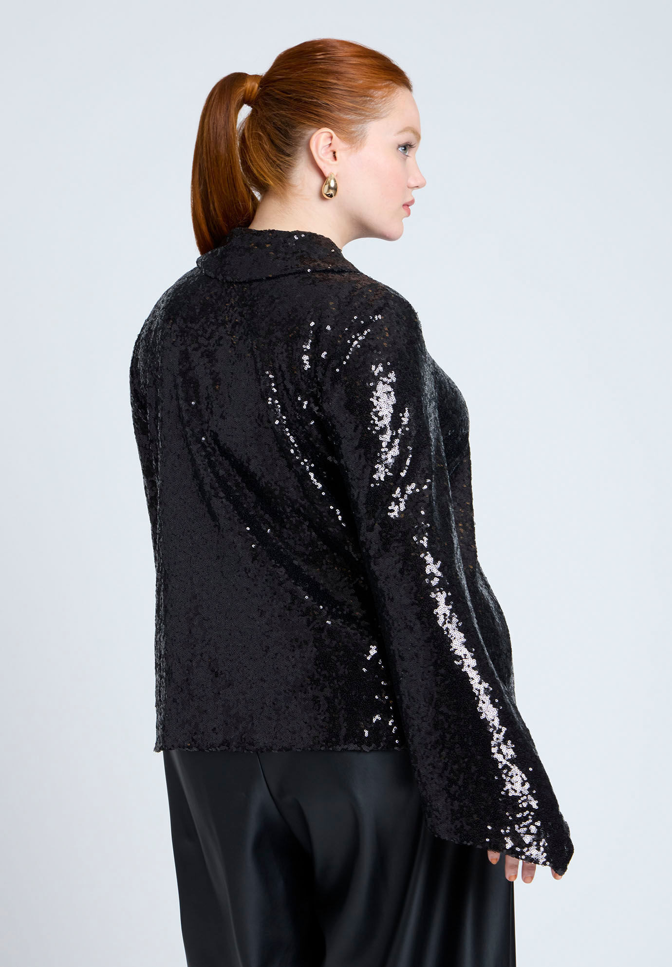 Flare Sleeve Sequin Button Down | Eloquii