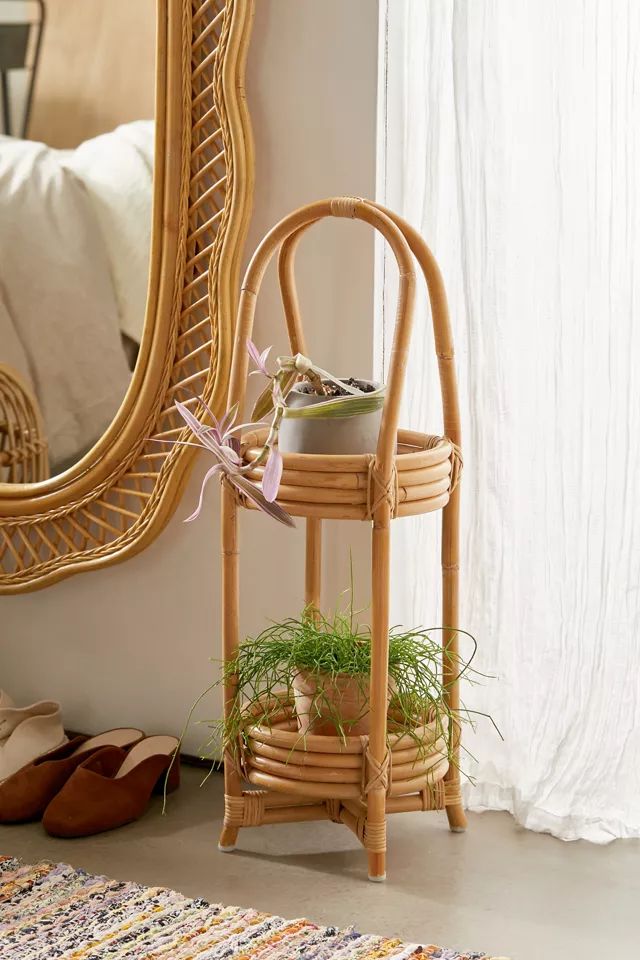 Rattan 2-Tier Plant Stand | Urban Outfitters (US and RoW)