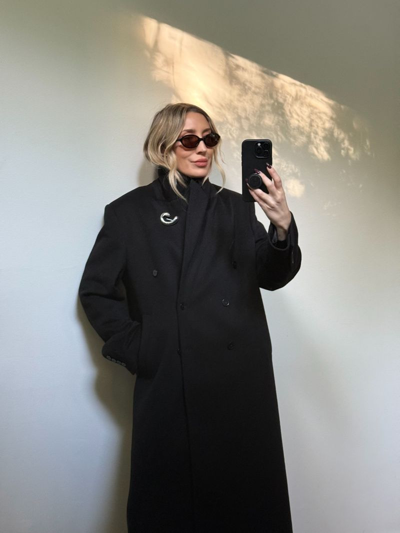 Silver brooch and coat #stylist #brooch #silver #coat #sunglasses 

 #LTKdayinmylife #LTKgrwm #LTKootd