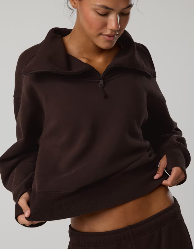 OFFLINE By Aerie Cloud Fleece Quarter Zip Sweatshirt | Aerie