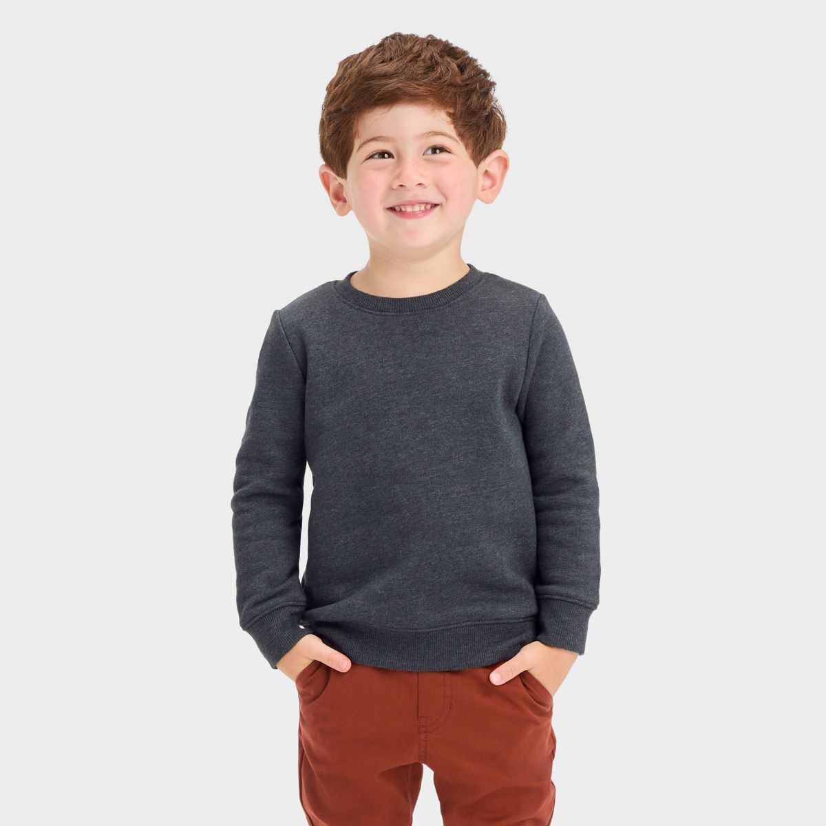 Toddler Boys' 2pk Fleece Crew Neck Sweatshirt - Cat & Jack™ Black/Gray 2T | Target
