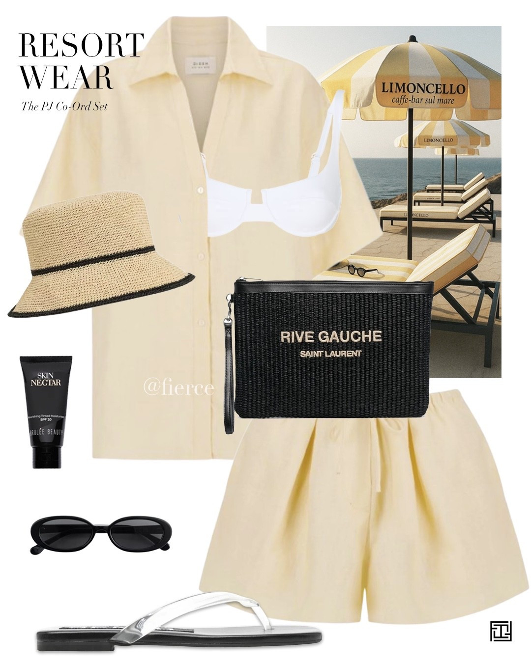 Yellow co-ord set matching set shorts Ysl raffia pouch bag raffia bucket hat jelly sandals

#LTKuk #LTKsummer #LTKtravel