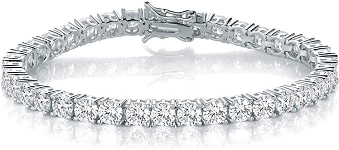 GMESME 18K White Gold Plated 4.0 Round Cubic Zirconia Classic Tennis Bracelet 6/6.5/7/7.5/8/8.5/9... | Amazon (US)