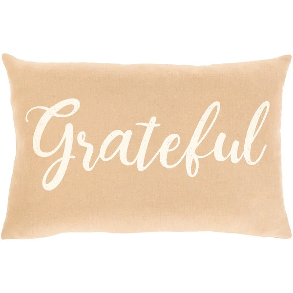 Vernonia Linen "Grateful" Lumbar Throw Pillow Cover | Bed Bath & Beyond