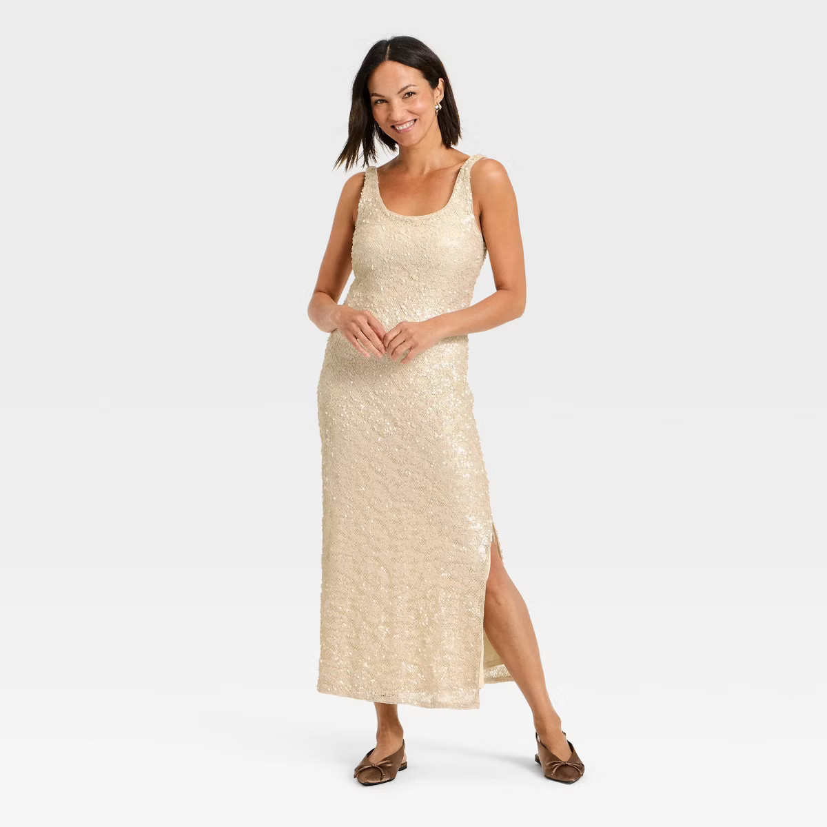 Women's Sequin Slip Maxi Dress - A New Day™ Cream | Target