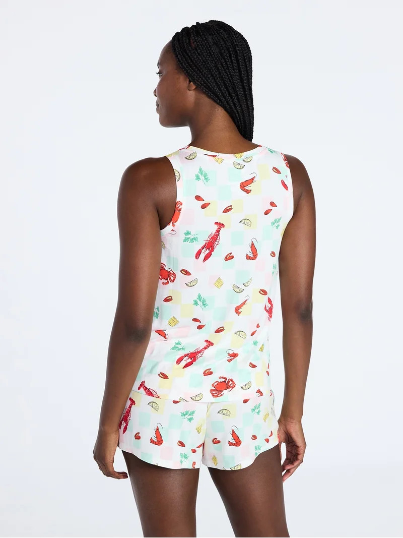 Joyspun Women's Tank Top and Shorts Pajama Set, 2-Piece, Sizes XS-3X | Walmart (US)