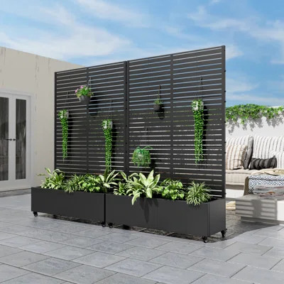 Metal Planter Box with Trellis with Wheels | Wayfair North America