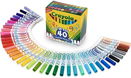 Crayola Ultra Clean Washable Markers, Broad Line Markers, Gifts, 40 Classic Colors | Amazon (US)