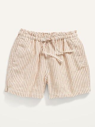 Functional Drawstring Linen-Blend Paperbag-Waist Pull-On Shorts for Toddler Girls | Old Navy (US)